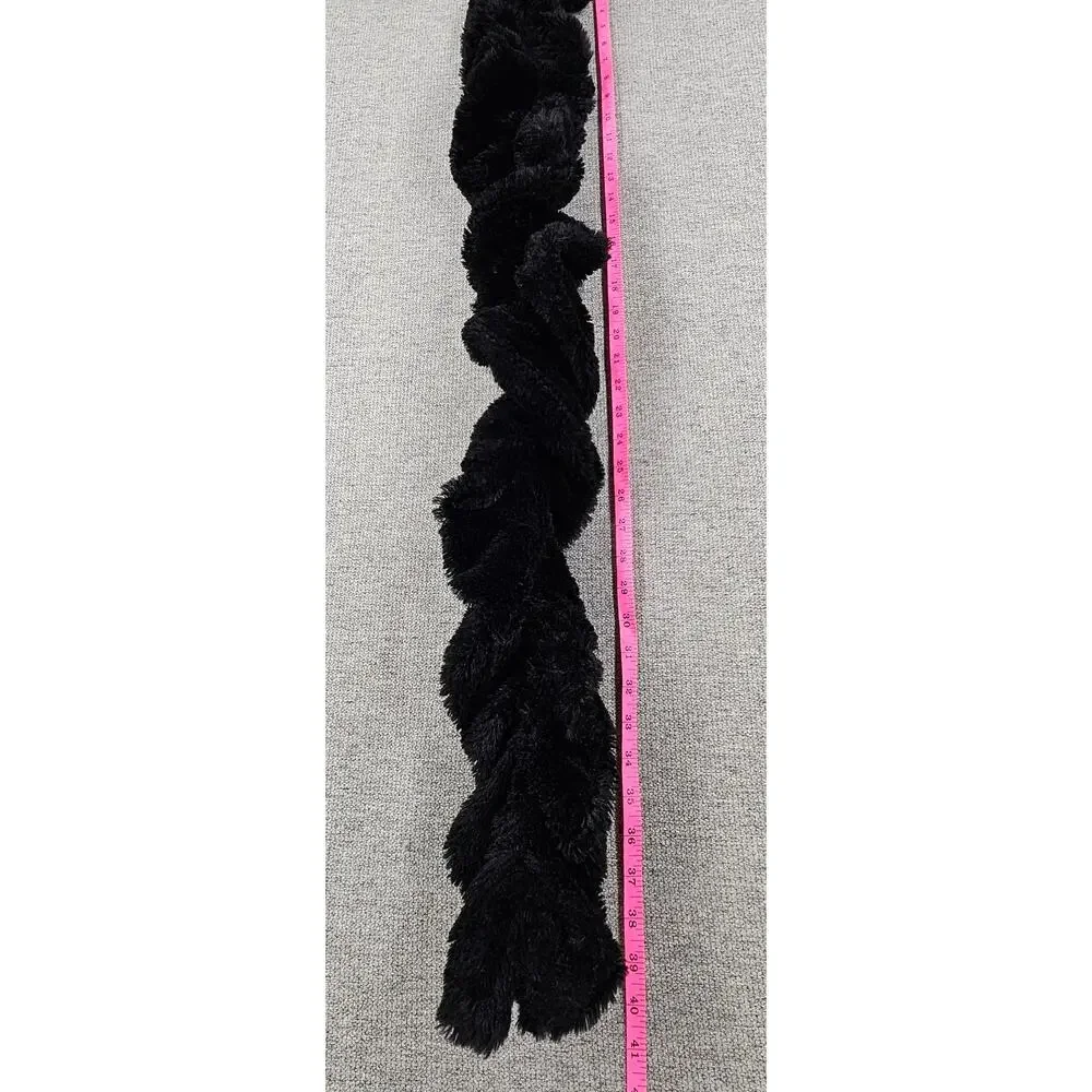 BLACK UNISEX FLUFFY FAUX FUR WINTER SCARF – PLUSH TEXTURE – SOFT & WARM